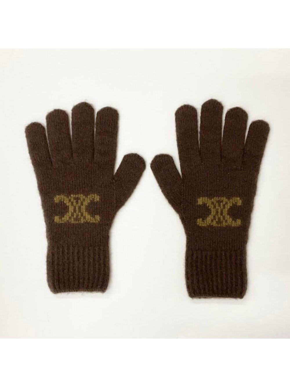 Celine Triomphe Monogram Gloves Brown